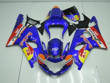 Blau Rot Bull Suzuki GSXR 1000 K1 00-02 Motorrad Verkleidungen