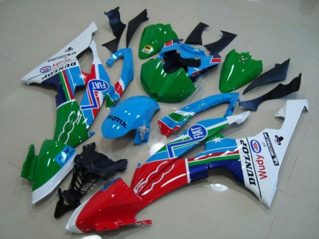 Blau Weiß Fiat Grün Rot Wudy Motul Dunlop Yamaha R6 08-16 Motorrad Verkleidungen Blau Weiß Fiat Grün Rot Wudy Motul Dunlop Yamaha R6 08-16 Motorrad Verkleidungen