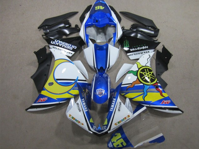 Blau Weiß Gelb 46 Yamaha R1 12-14 Motorrad Verkleidungen Blau Weiß Gelb 46 Yamaha R1 12-14 Motorrad Verkleidungen