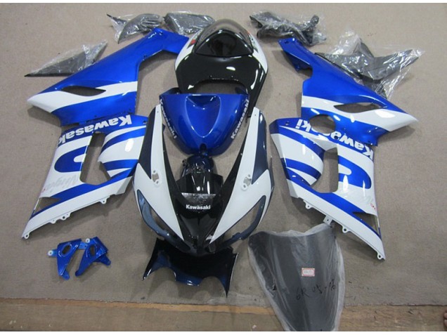 Blau Weiß Kawasaki ZX6R 05-06 Motorrad Verkleidung Blau Weiß Kawasaki ZX6R 05-06 Motorrad Verkleidung