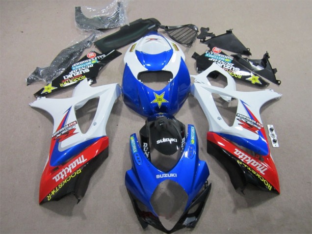 Blau Weiß Rockstar Suzuki GSXR 1000 K7 07-08 Motorrad Verkleidungen Blau Weiß Rockstar Suzuki GSXR 1000 K7 07-08 Motorrad Verkleidungen