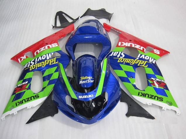 BlauGrün Rot Telefumia Movistar Suzuki GSXR 600 K1 K2 K3 01-03 Motorrad Verkleidungen BlauGrün Rot Telefumia Movistar Suzuki GSXR 600 K1 K2 K3 01-03 Motorrad Verkleidungen