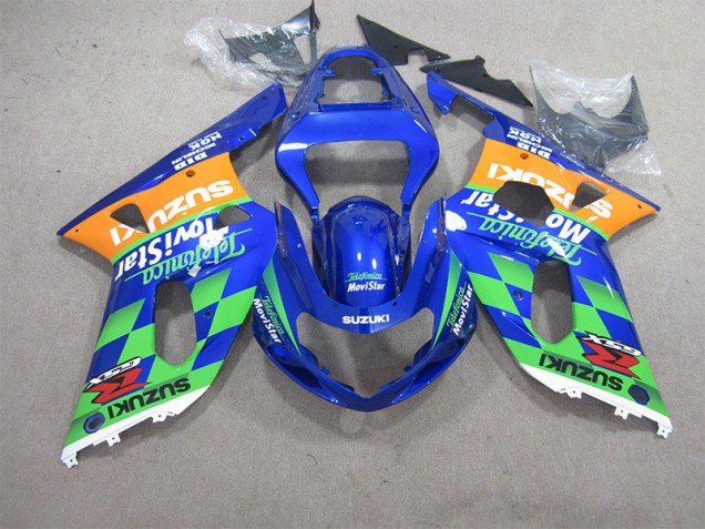 BlauGrün Telefumia Movistar Suzuki GSXR 600 K1 K2 K3 01-03 Motorrad Verkleidungen BlauGrün Telefumia Movistar Suzuki GSXR 600 K1 K2 K3 01-03 Motorrad Verkleidungen