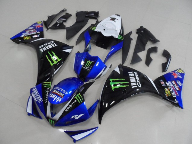 BlauSchwarz Monster Yamaha R1 12-14 Motorrad Verkleidung
