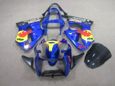 Blaur Rot Bull Ninja Kawasaki ZX6R 00-02 Motorrad Verkleidungen