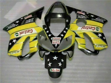 Gelb Schwarz Castrol Cycle World Honda CBR 600 F4i 01-03 Motorrad Verkleidungen