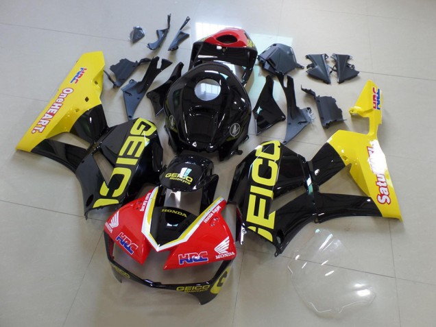 Gelb Schwarz Geico Honda CBR 600 RR 13-21 Motorrad Verkleidungen