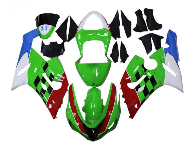 Grün Rot Weiß Blau Kawasaki ZX6R 05-06 Motorrad Verkleidungen