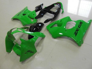 Grün Schwarzer Schwanz Kawasaki ZX6R 00-02 Motorrad Verkleidungen