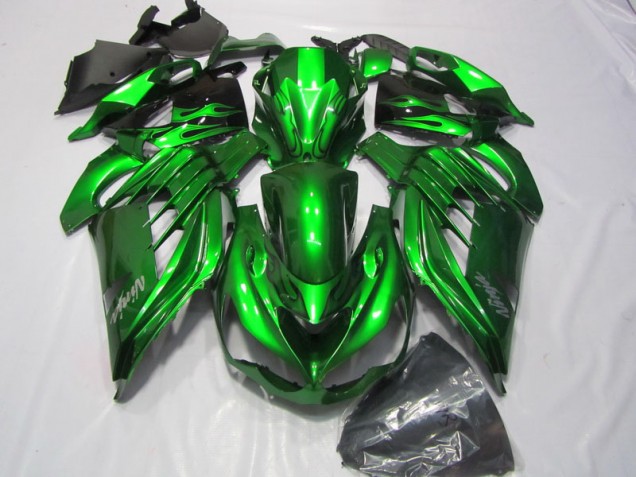 Grün Weißer Ninja Aufkleber Kawasaki ZX14R ZZR 1400 12-21 Motorrad Verkleidungen