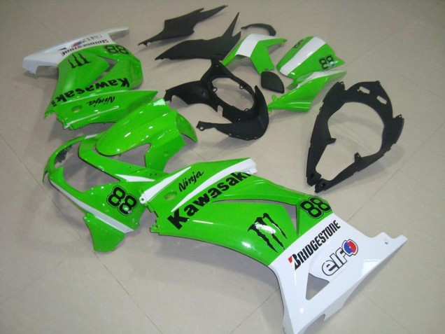 Grün und Weiß Kawasaki ZX 250R 08-12 Motorrad Verkleidungen Grün und Weiß Kawasaki ZX 250R 08-12 Motorrad Verkleidungen