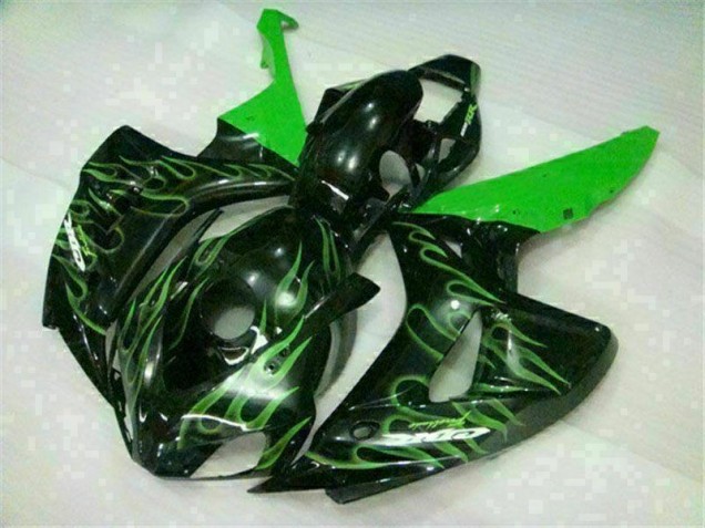 Grüne Flamme Schwarz Honda CBR 1000 RR 06-07 Motorrad Verkleidungen