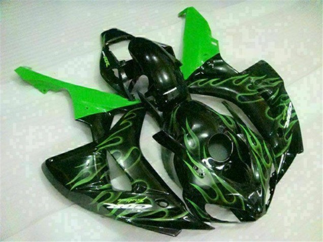 Grüne Flamme Schwarz Honda CBR 1000 RR 06-07 Motorrad Verkleidungen