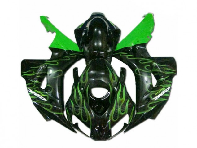 Grüne Flamme Schwarz Honda CBR 1000 RR 06-07 Motorrad Verkleidungen