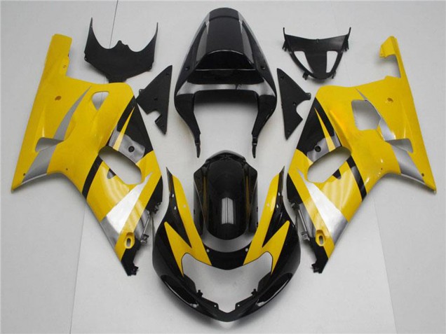 Erschwingliche Suzuki GSXR 600/750 Motorrad Verkleidung 2001-2003 - Gelb Silber Glanzendes Schwarz