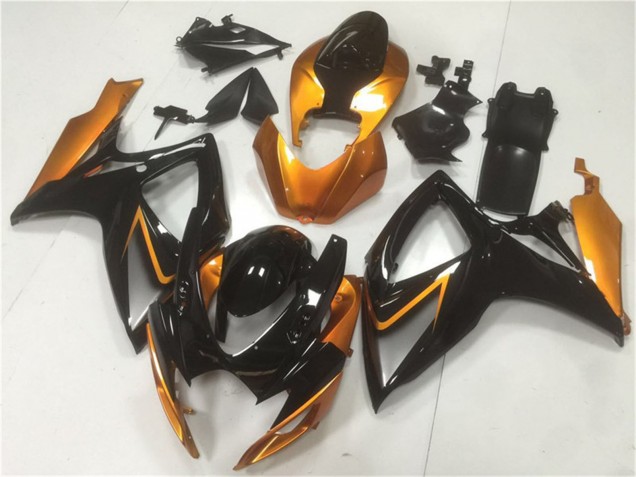 Erschwingliche Suzuki GSXR 600/750 Motorrad Verkleidung 2006-2007 - Orange Glanzendes Schwarz