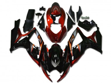 Erschwingliche Suzuki GSXR 600/750 Motorrad Verkleidung 2006-2007 - Orange Silber Glanzendes Schwarz Streifen