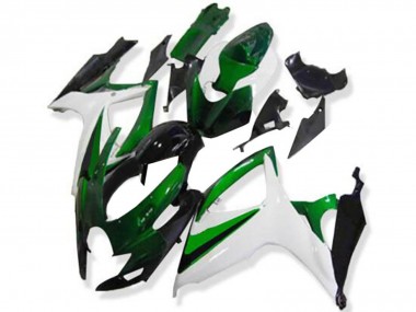 Erschwingliche Suzuki GSXR 600/750 Motorrad Verkleidung 2006-2007 - Weiss Grun Glanzendes Schwarz