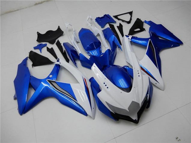 Erschwingliche Suzuki GSXR 600/750 Motorrad Verkleidung 2008-2010 - Weiss Blau
