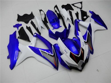 Erschwingliche Suzuki GSXR 600/750 Motorrad Verkleidung 2008-2010 - Weiss Blau Schwarz Rot Linie
