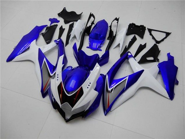 Erschwingliche Suzuki GSXR 600/750 Motorrad Verkleidung 2008-2010 - Weiss Blau Schwarz Rot Linie