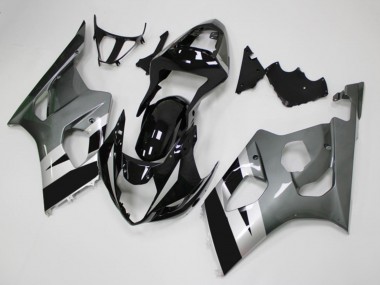 Erschwingliche Suzuki GSXR 1000 Motorrad Verkleidung 2003-2004 - Glanzendes Schwarz Silber Grau