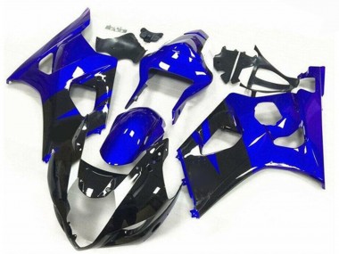 Erschwingliche Suzuki GSXR 1000 Motorrad Verkleidung 2003-2004 - Blau Glanzendes Schwarz Streifen
