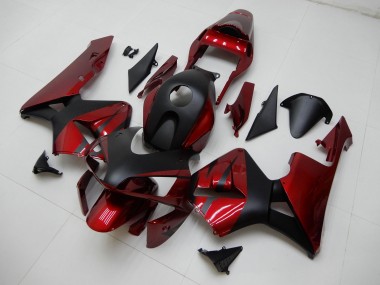 Erschwingliche Honda CBR600RR Motorrad Verkleidung 2003-2004 - Rot Matt Schwarz Streifen