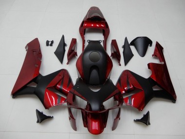 Erschwingliche Honda CBR600RR Motorrad Verkleidung 2003-2004 - Rot Matt Schwarz Streifen