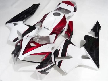 Erschwingliche Honda CBR600RR Motorrad Verkleidungen Kit 2005-2006 - Weiss Rot Schwarz