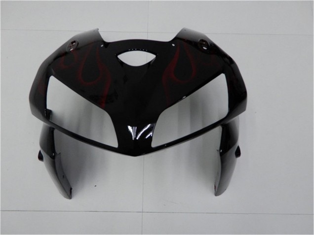 Erschwingliche Honda CBR600RR Motorrad Verkleidung Kit 2005-2006 - Glanzendes Schwarz Rot Flamme