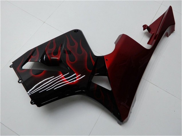 Erschwingliche Honda CBR600RR Motorrad Verkleidung Kit 2005-2006 - Glanzendes Schwarz Rot Flamme