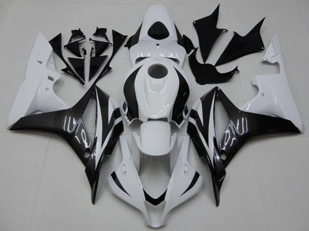 Erschwingliche Honda CBR600RR Motorrad Verkleidung 2007-2008 - Weiss Glanzendes Schwarz