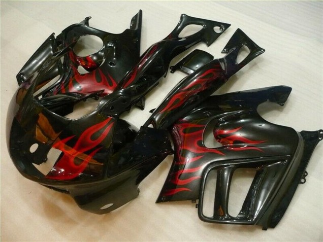 Erschwingliche Honda CBR600 F3 Motorrad Verkleidung 1995-1996 - Glanzendes Schwarz Rot Flamme