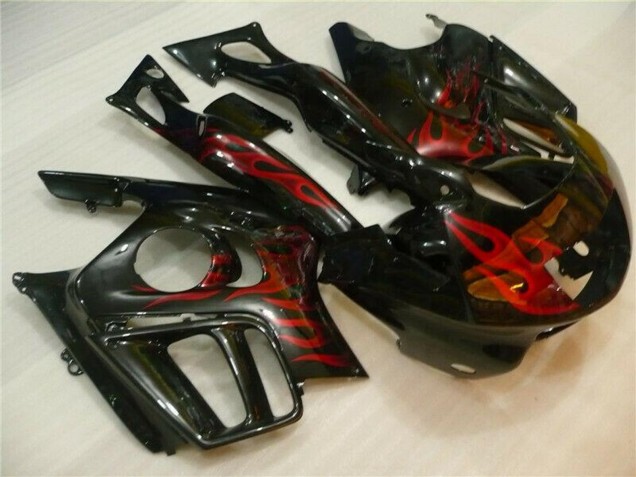 Erschwingliche Honda CBR600 F3 Motorrad Verkleidung 1995-1996 - Glanzendes Schwarz Rot Flamme
