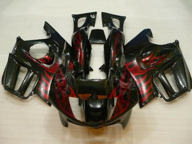 Erschwingliche Honda CBR600 F3 Motorrad Verkleidung 1995-1996 - Glanzendes Schwarz Rot Flamme
