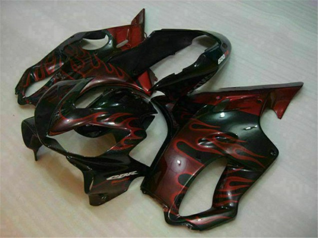 Erschwingliche Honda CBR600 F4i Motorrad Verkleidung 2004-2007 - Glanzendes Schwarz Rot Flamme