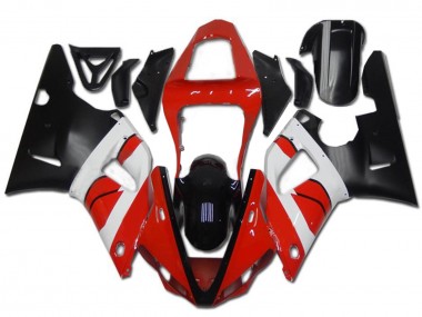 Erschwingliche Yamaha YZF R1 Motorrad Verkleidung 2000-2001 - Rot Weiss Glanzendes Schwarz