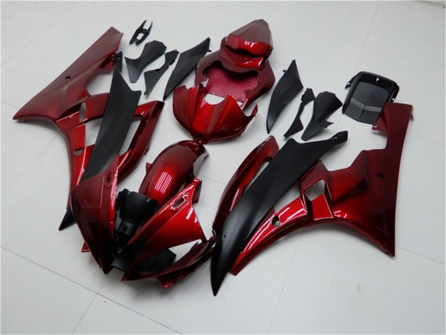 Erschwingliche Yamaha YZF R6 Motorrad Verkleidung Kit 2006-2007 - Rot Matt Schwarz