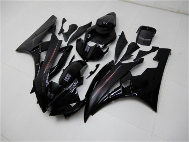 Erschwingliche Yamaha YZF R6 Motorrad Verkleidung Kit 2006-2007 - Glanzendes Schwarz Matt Schwarz