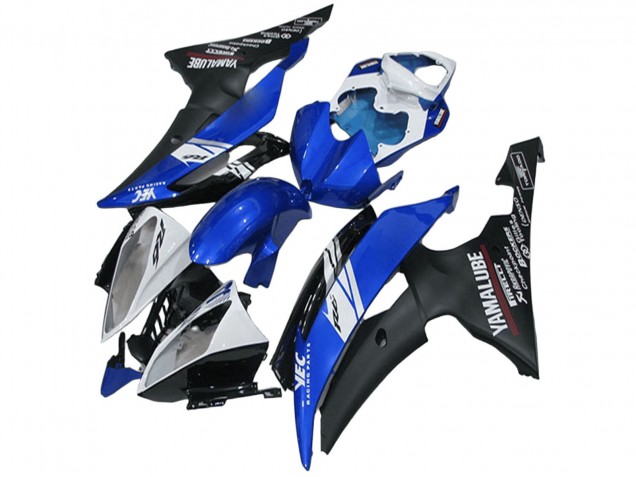 Erschwingliche Yamaha YZF R6 Motorrad Verkleidung 2008-2016 - Weiss Blau Matt Schwarz Yamalube