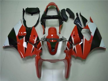 Erschwingliche Kawasaki ZX6R Motorrad Verkleidung 2000-2002 - Weiss Rot Glanzendes Schwarz