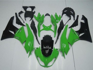Erschwingliche Kawasaki ZX6R Motorrad Verkleidung Kit 2009-2012 - Grun Glanzendes Schwarz