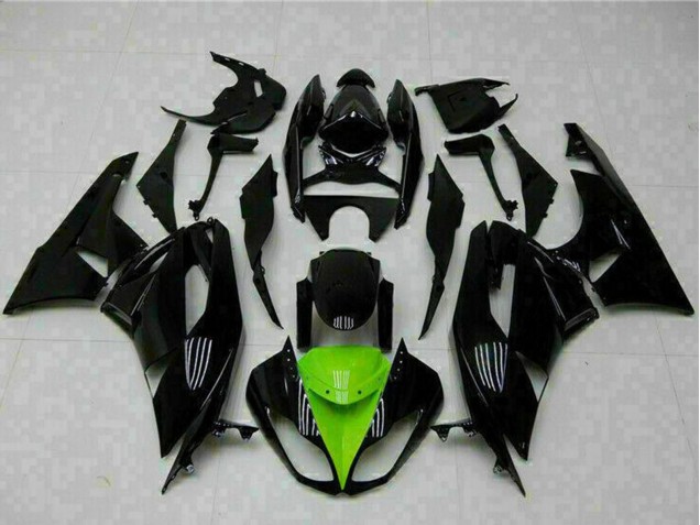 Erschwingliche Kawasaki ZX6R Motorrad Verkleidung 2009-2012 - Glanzendes Schwarz Grun