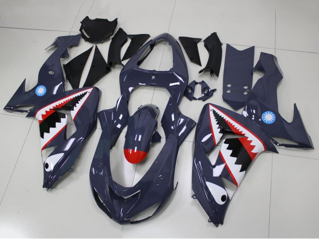 Erschwingliche Kawasaki ZX10R Motorrad Verkleidung 2006-2007 - Grau Weiss Rot Hai