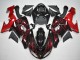Erschwingliche Kawasaki ZX10R Motorrad Verkleidung 2006-2007 - Glanzendes Schwarz Rot Flamme