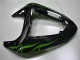 Erschwingliche Kawasaki ZX10R Motorrad Verkleidung 2006-2007 - Glanzendes Schwarz Grun Flamme
