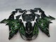 Erschwingliche Kawasaki ZX10R Motorrad Verkleidung 2006-2007 - Glanzendes Schwarz Grun Flamme