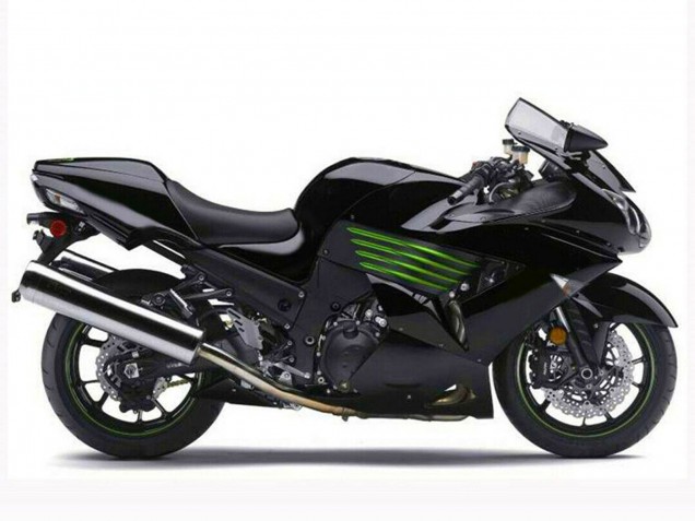 Erschwingliche Kawasaki ZX14R ZZR1400 Motorrad Verkleidung 2006-2011 - Glanzendes Schwarz Grun