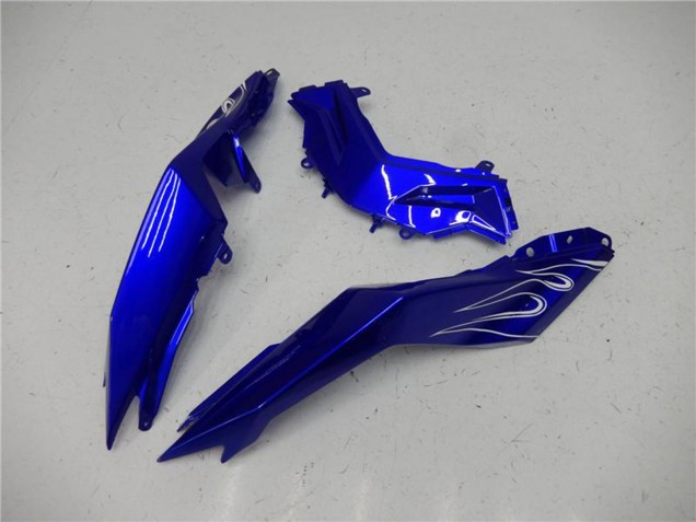 Erschwingliche Kawasaki Ninja 300 EX300R Motorrad Verkleidung 2013-2024 - Blau Schwarz Weiss Flamme